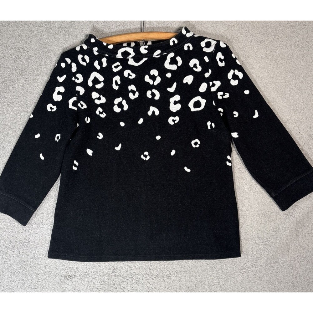 Talbots Women’s Sweater 3/4 Sleeve Size M Abstract Leopard Print Minimalist Cozy